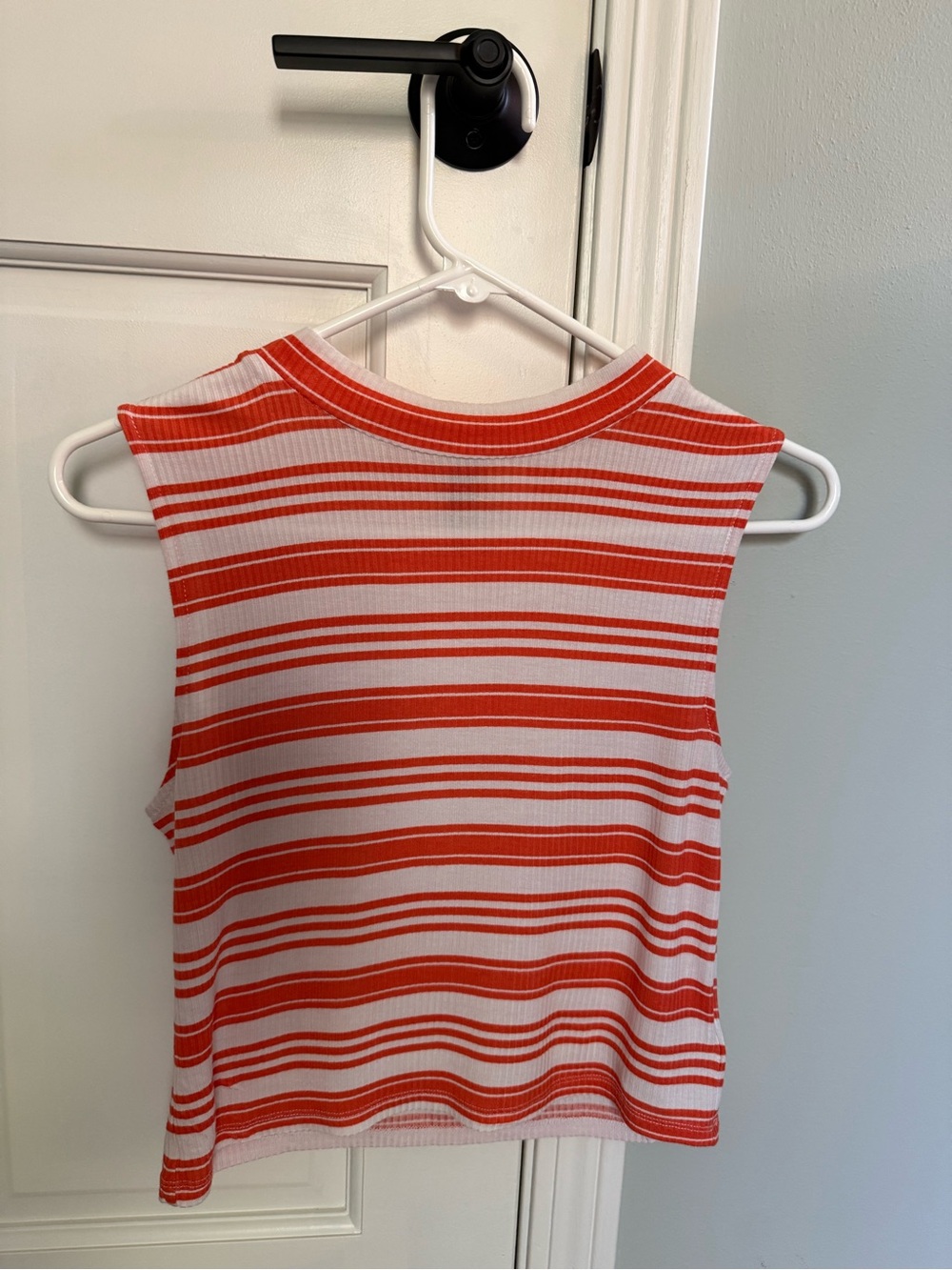 H&M Orange & White Striped Ribbed Sleeveless Top